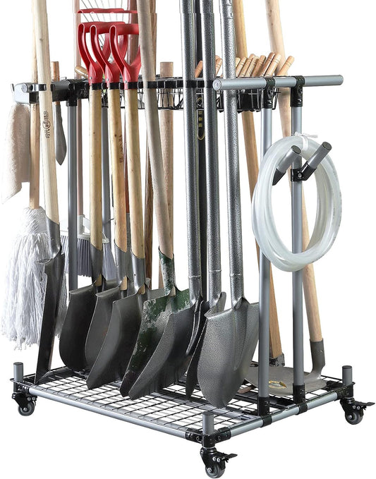Heavy duty garden tool organizer garage storage holder storage large long farming tools lawn tool metal rack shovel and rake organizer