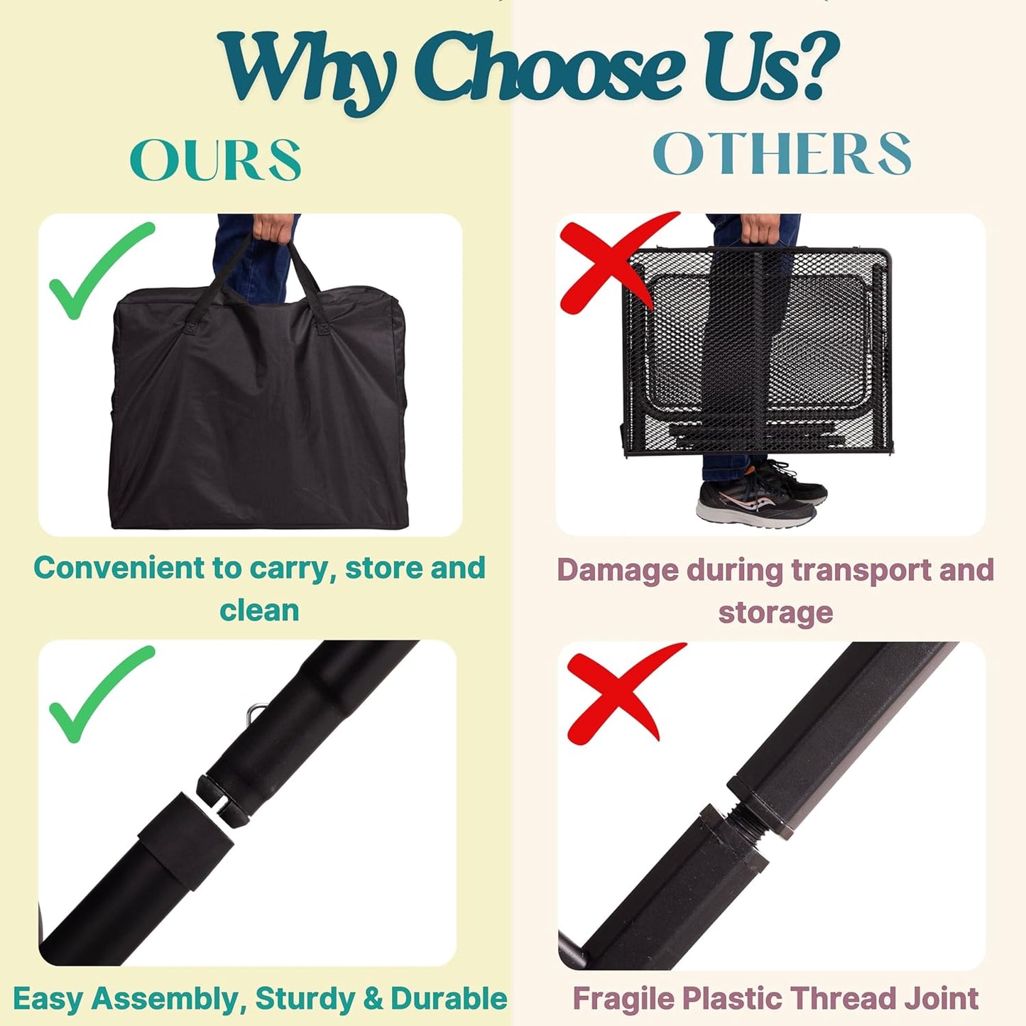 Folding Table w/ Carry Bag, Paper Towel Holder, Garbage Holder, Wing Panels, 3x2 FT Foldable Table for Portable Grill, Picnic, Outdoor, Beach, Small Folding Table Adjustable Height,Camping Table, BBQ