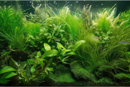 Aquarium Background Diverse Collection of Aquatic Plants Seagrasses Terrarium Background Redwood Root Moss Tropical Style Underwater Lush Green Plants Fish Tank Background Wallpaper Poster 30x18in