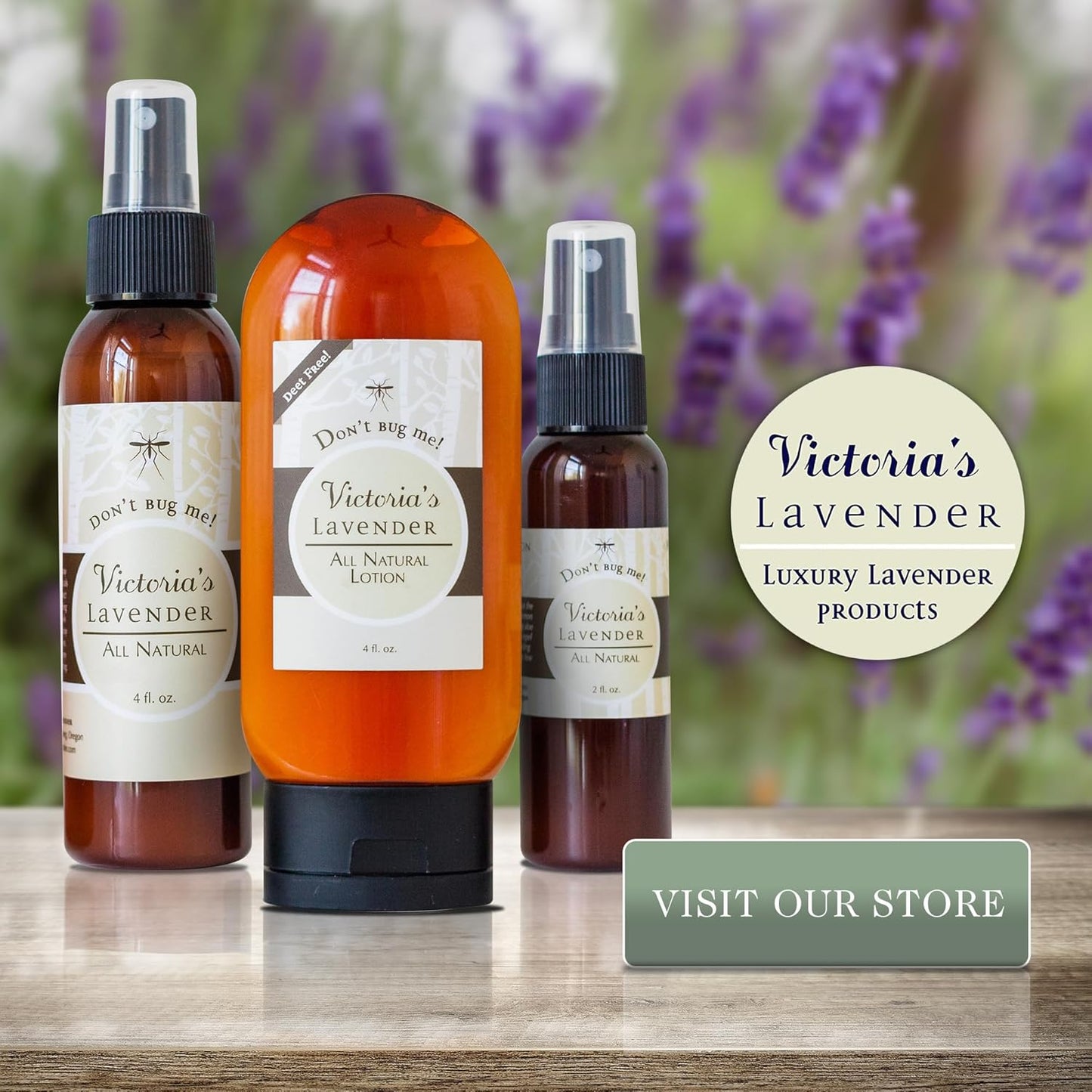 Victoria's Lavender Organic Don’t Bug Me Insect Spray DEET-Free with Lavender Essential Oils & Aloe Vera, Plant-Based Bug Spray for Sensitive Skin, Made in The USA - Outdoor, Hiking, Travel (Two 4oz)