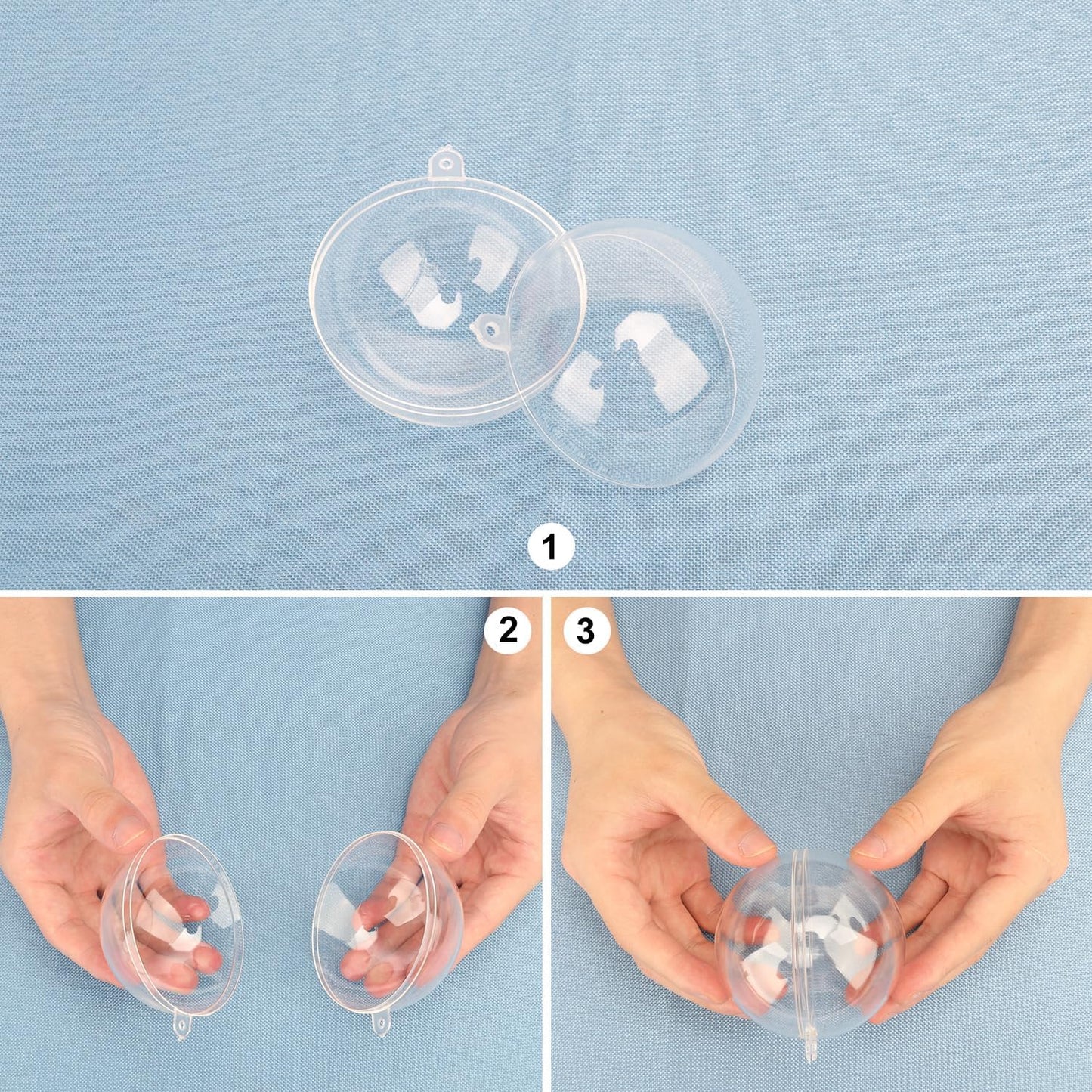 80 Pcs 2.76 Inch Clear Acrylic Fillable Balls, Christmas DIY Fillable Ornaments Balls, Acrylic Ornaments Ball for Christmas, Holidays, Weddings, Parties, and Home Decor