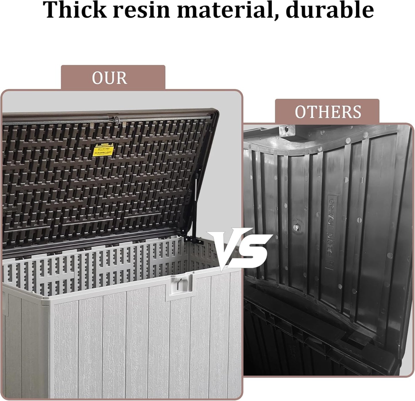 110 Pro Gallon Resin Deck Box, Waterproof Outdoor Storage Bin for Patio, Poolside, and Garden, Lockable & UV-Resistant, Ideal for Small Spaces, Coffee