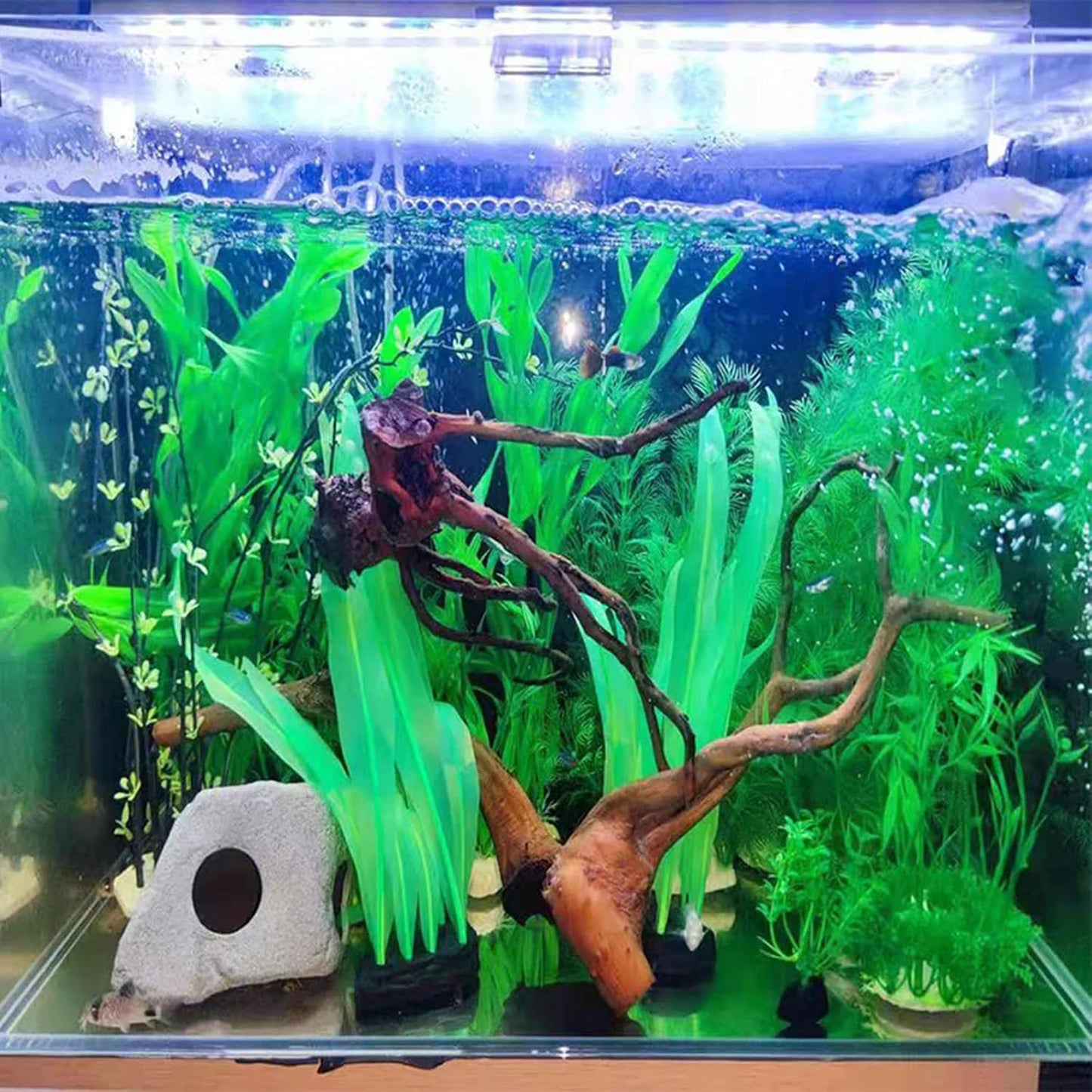 3Pcs Soft Silicone Aquarium Plants Set Glowing Kelp Fish Tank Plants Decor Artificial Green Aquarium Plant Simulation Artificial Water Grass for Fish Tank,7.08in9.84in16.9in
