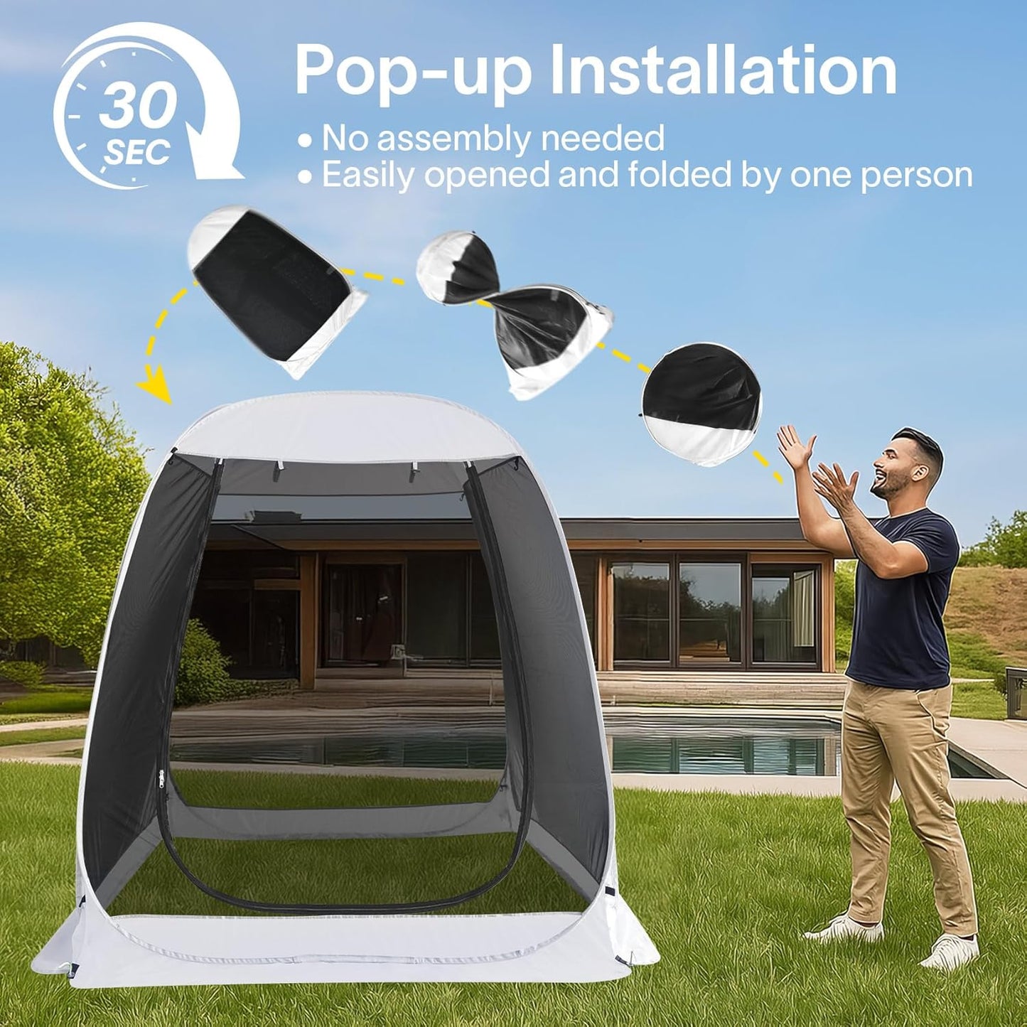 Alvantor Screen House Gazebo, 6-10-15 Person Pop Up Igloo Screened Canopy Tent with Mosquito Netting Sides, Instant UV Resistant Sun Shelter for Garden, Patio, Backyard