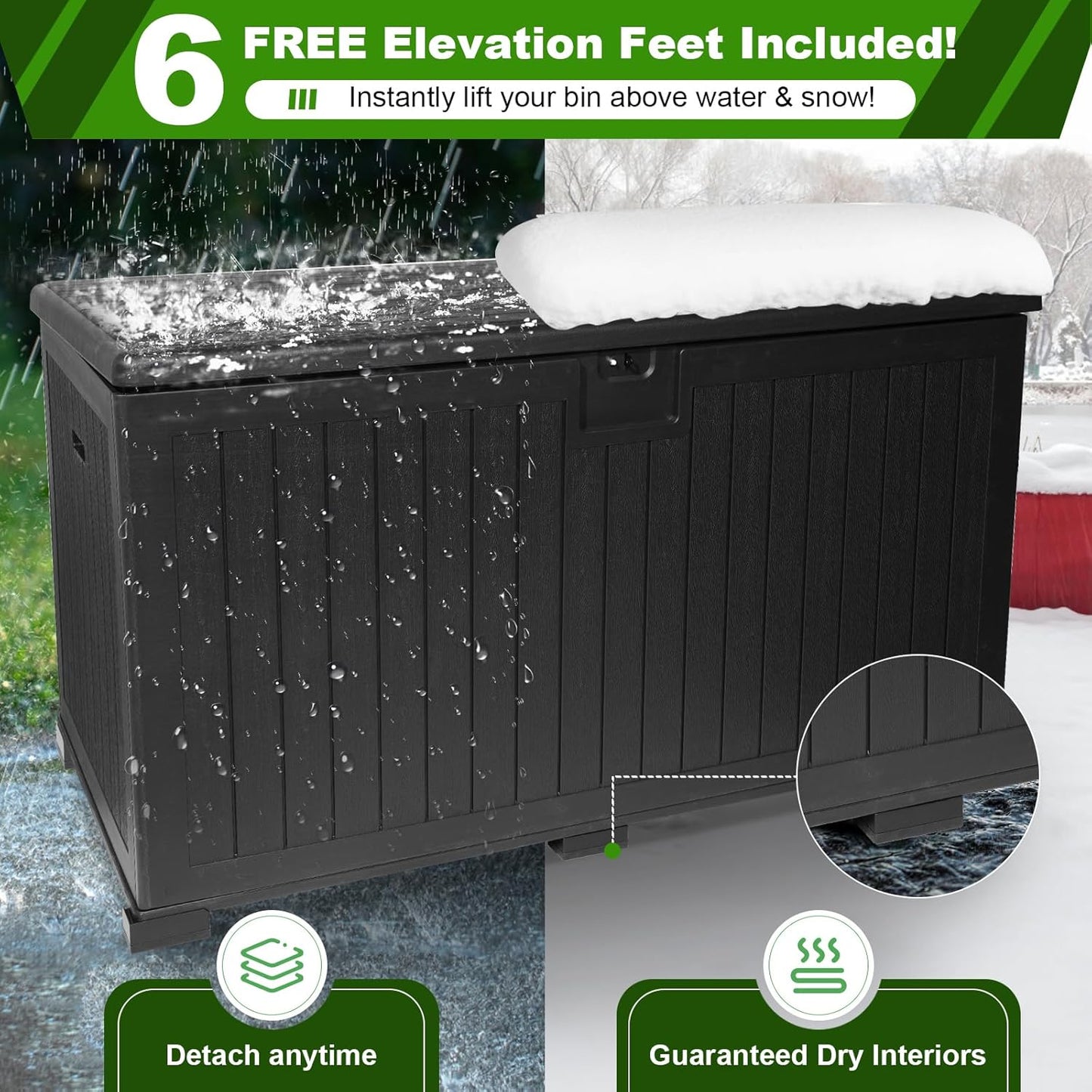 320 Gallon Outdoor Storage Box Waterproof, Extra Large Plastic Outside Deck Box Weatherproof, Resin Patio Storage Bin with Lock and Lids for Pool Equipment, Cushion