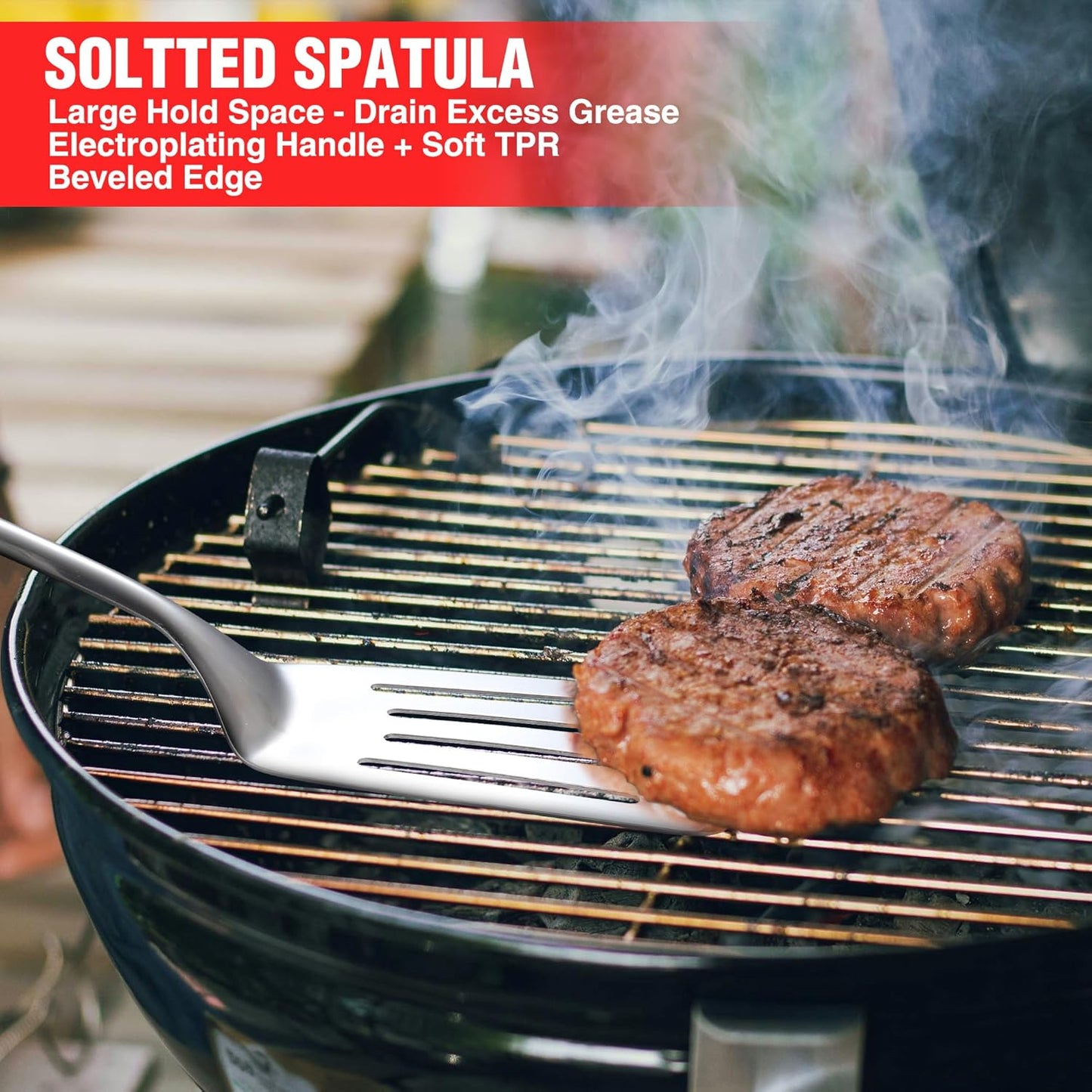 Grill Accessories Heavy Duty BBQ Set Gifts for Men/Women - Premium Stainless Steel Spatula, Fork, Brush & Tongs, Barbecue Utensils Tool Kit Gift for Grilling Lover Outdoor