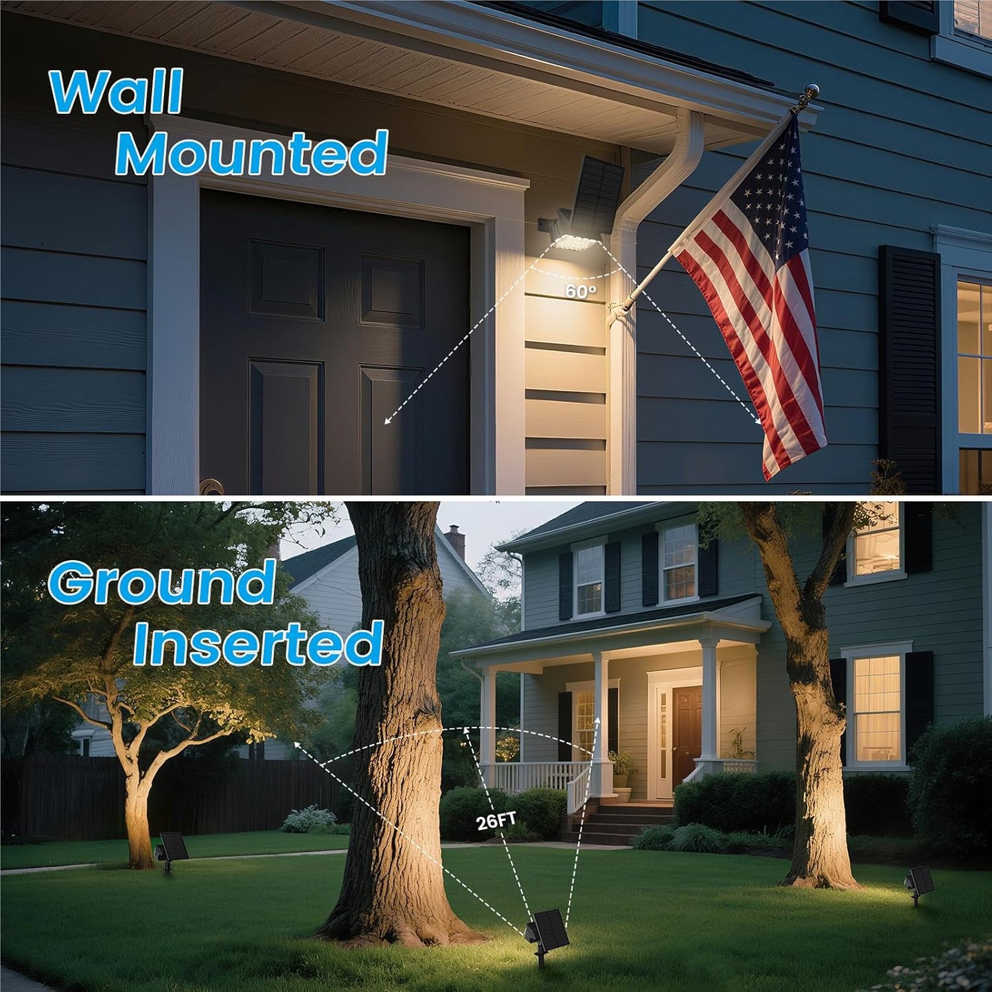 VOLISUN Solar Spotlight Outdoor, IP67 Waterproof Solar Landscape Spot Lights，Uplights for Yard Garden Pathway - 12 Pack (Warm White) 27 LED 3 Lighting Modes