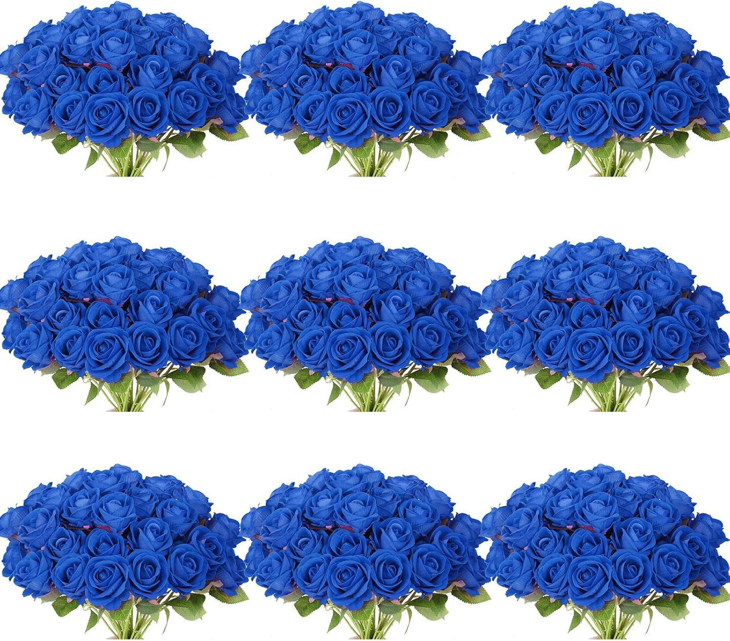 102 PCS Fake Roses Artificial Flowers Bulk, Blue Roses Bridal Bouquet Silk Faux Rose with Stems for Wedding Flowers Decoration, Valentine's Day, Bridal Bouquet, Anniversary,Home Decor(102PCS, Blue)