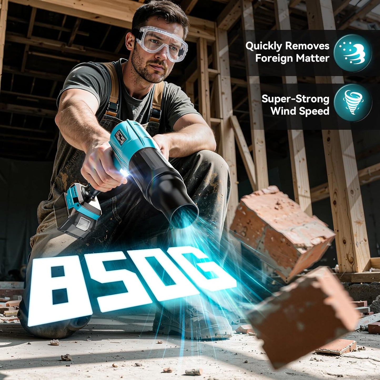 Leaf Blower Cordless Compatible with Makita 18V: Ecarke 800000RPM Portable Dust Cleaner, Electric Handheld Turbo Jet Blower Lightweight Brushless Motor for Patio Cleaning Garden Lawn Care (No Battery)