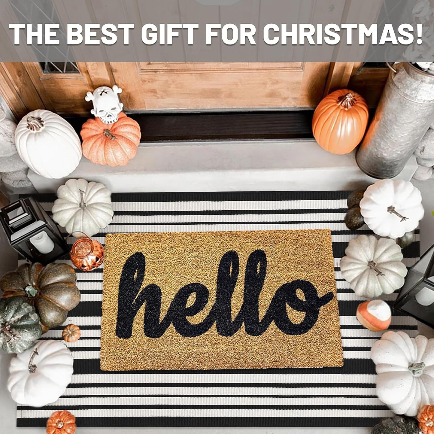 IOHOUZE Black and White Striped Rug 3'x5' Front Door Rugs Outdoor, Washable Area Rug for Front Porch, Spring Summer Doormats Outdoor Indoor, Cotton Rugs for Entryway Porch Entrance