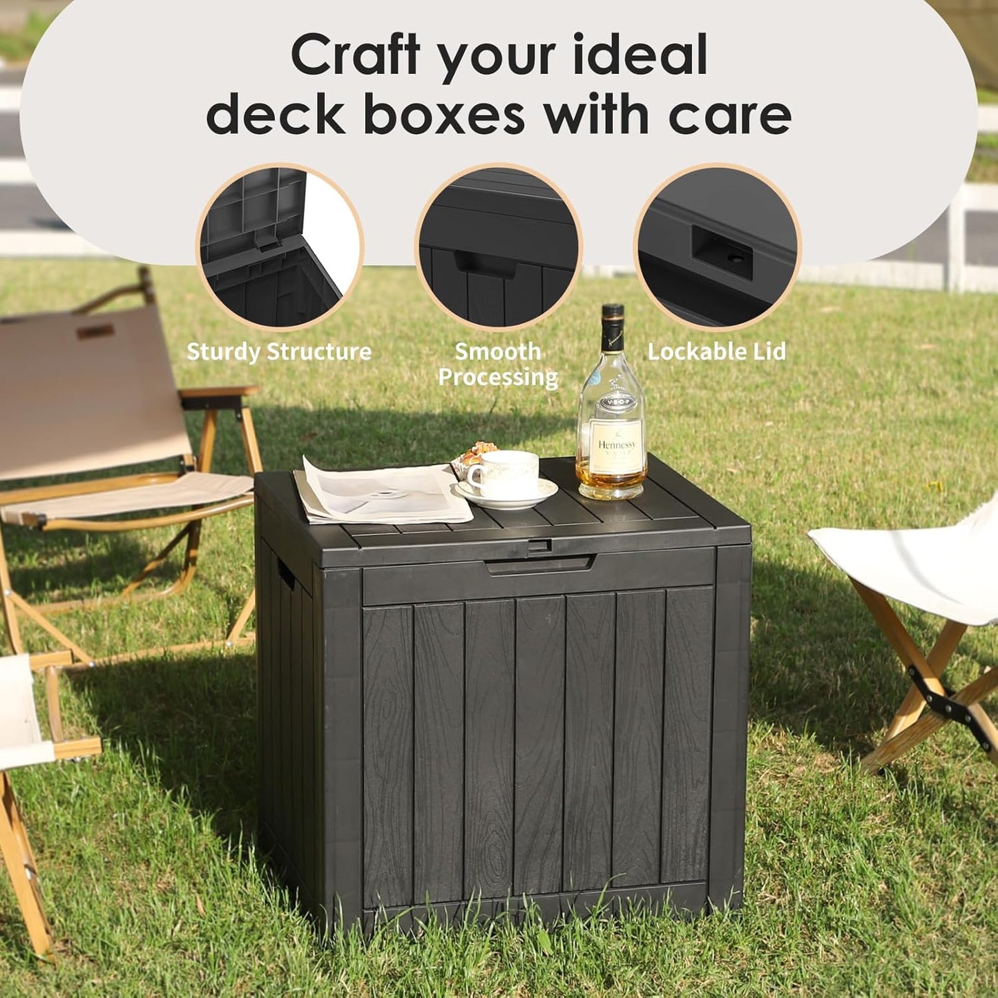 DRATO Deck Boxes, 31 Gallon Outdoor Storage Box for Patio Cushion, Sports Equipment, Garden Tools, Waterproof and UV Resistant, Lockable (Black)