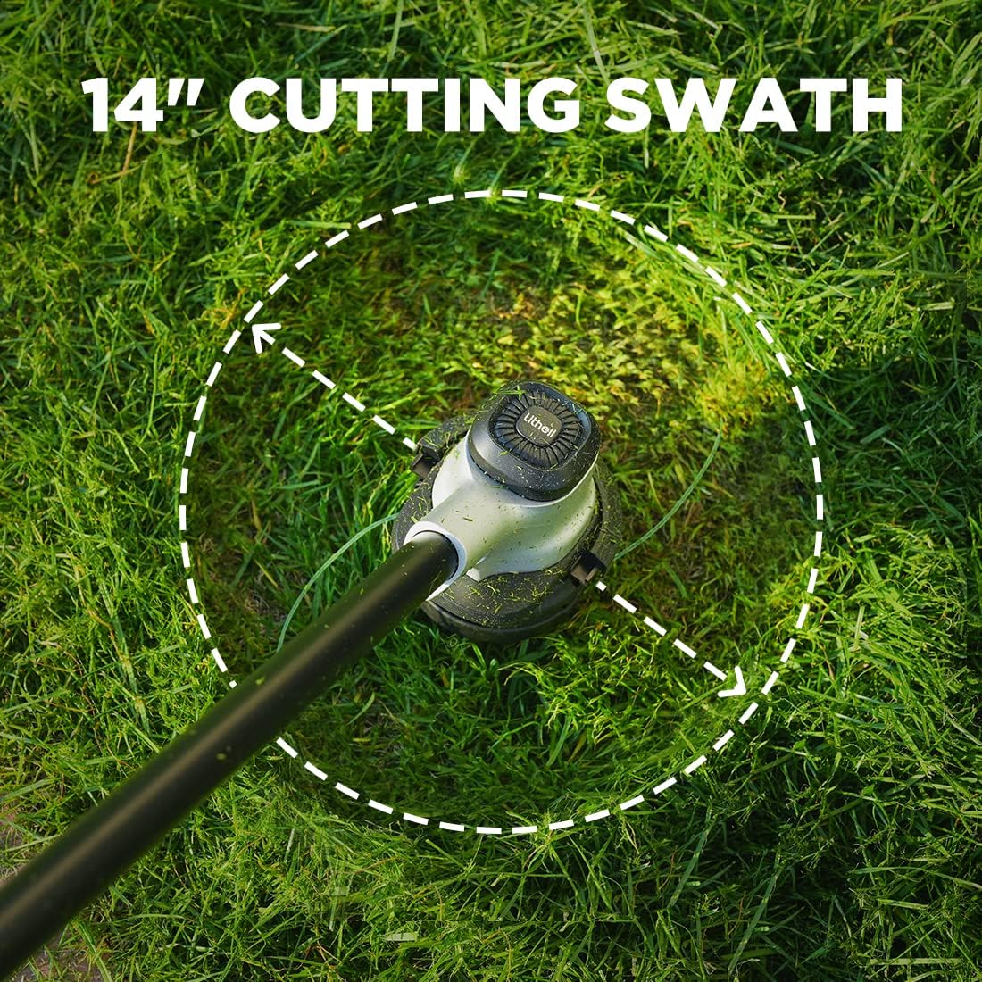Litheli 2x20V Cordless String Trimmer, 14" Brushless Battery Powered Weed Eater, Electric Weed Wacker with Dual Line Bump Feed, Grass Trimmer for Lawn Care, U20 Series with 2x2.5Ah Batteries.