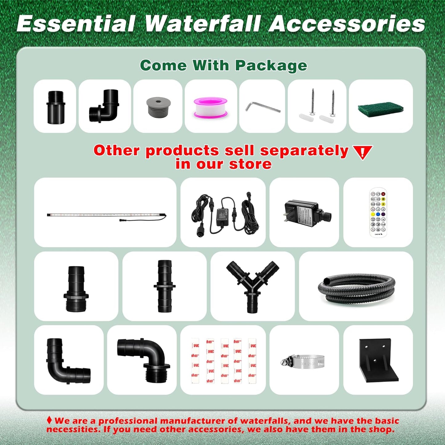 Waterfall Spillway, Stainless Steel Pool Fountain w/Top Open Lip & Pipe Connector Kits for Outdoor/Indoor Decorative, 11.8'' Pool Water Feature for Garden Patio, Backyard Koi Pond Decor