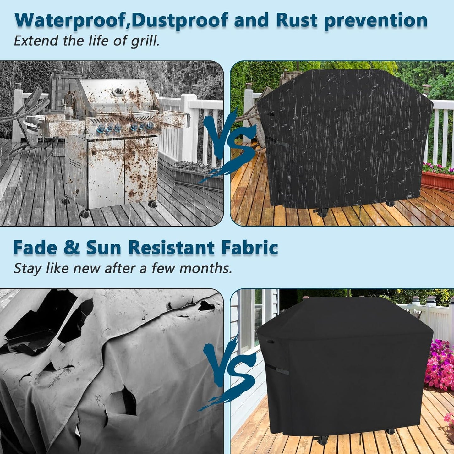 Kingling Grill Cover Fits for Traeger Woodridge Pro/Elite, Napoleon Rogue PRO-S 625, Prestige 500 RSIB Grills Waterproof Grill Cover 68 Inch BBQ Grill Covers for 7-Burner Gas Grill & Griddle