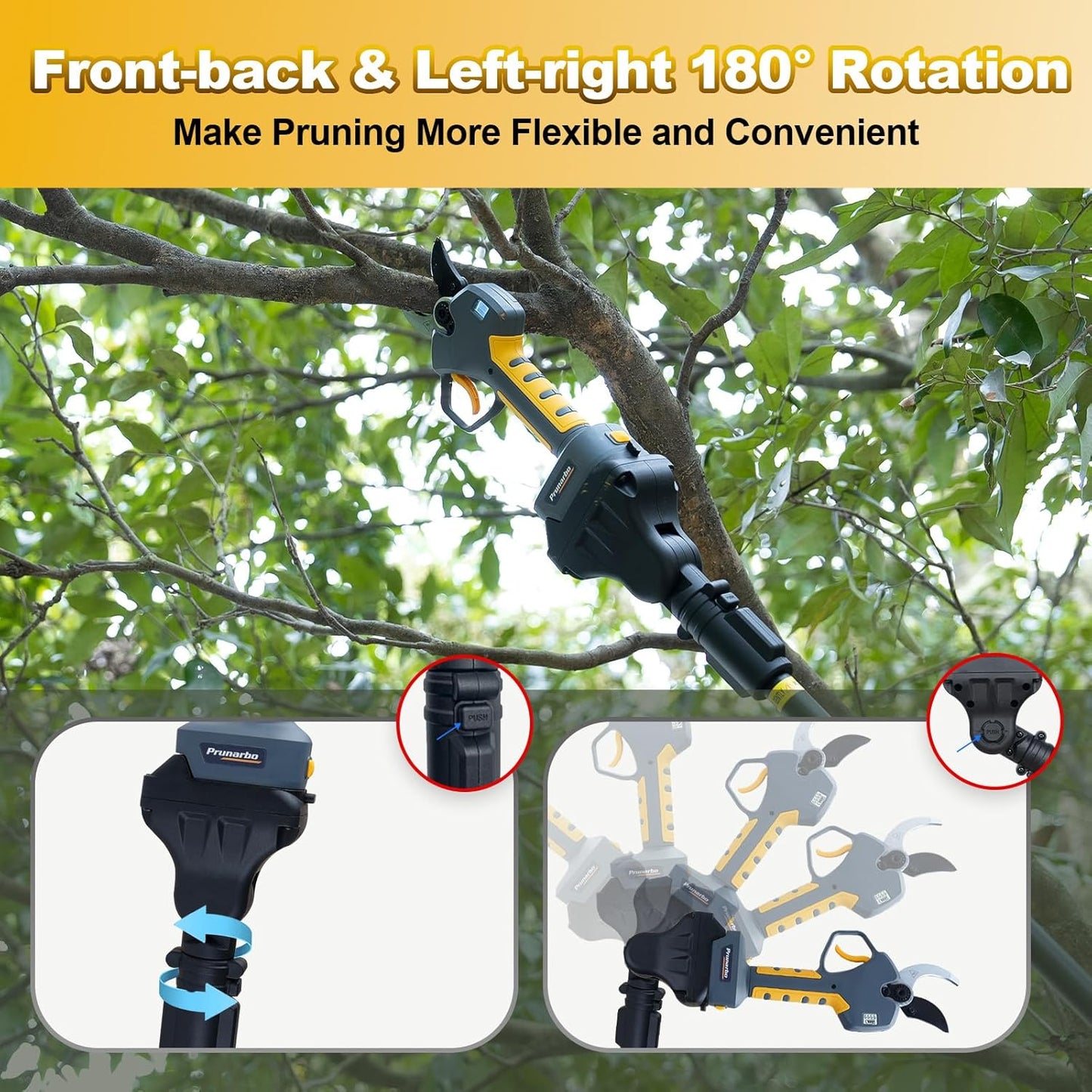 2-in-1 Brushless Pole Pruning Shear, 40mm Professional Cordless Pruners with Extension 1.6 Inches Compatible with Makita 18V Batteries Electric Tree Pruner 4000mAh Battery Secateurs