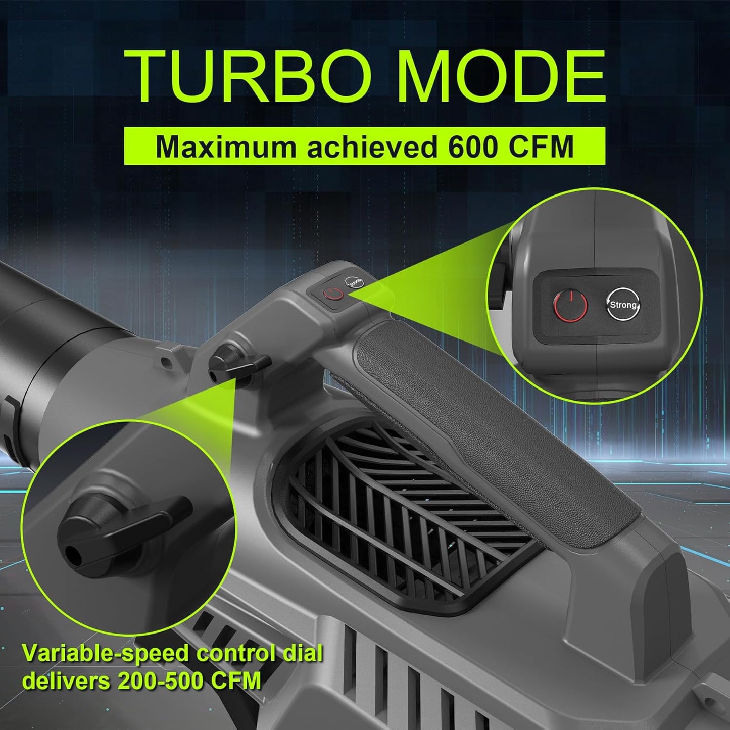 Leaf Blower Cordless with Battery - 40V Powerful Electric Leaf Blower, 600CFM &180MPH and Variable-Speed with 7.5Ah Battery and Charger for Lawn Care, Patio, Dust, Blowing Leaves (Grey)