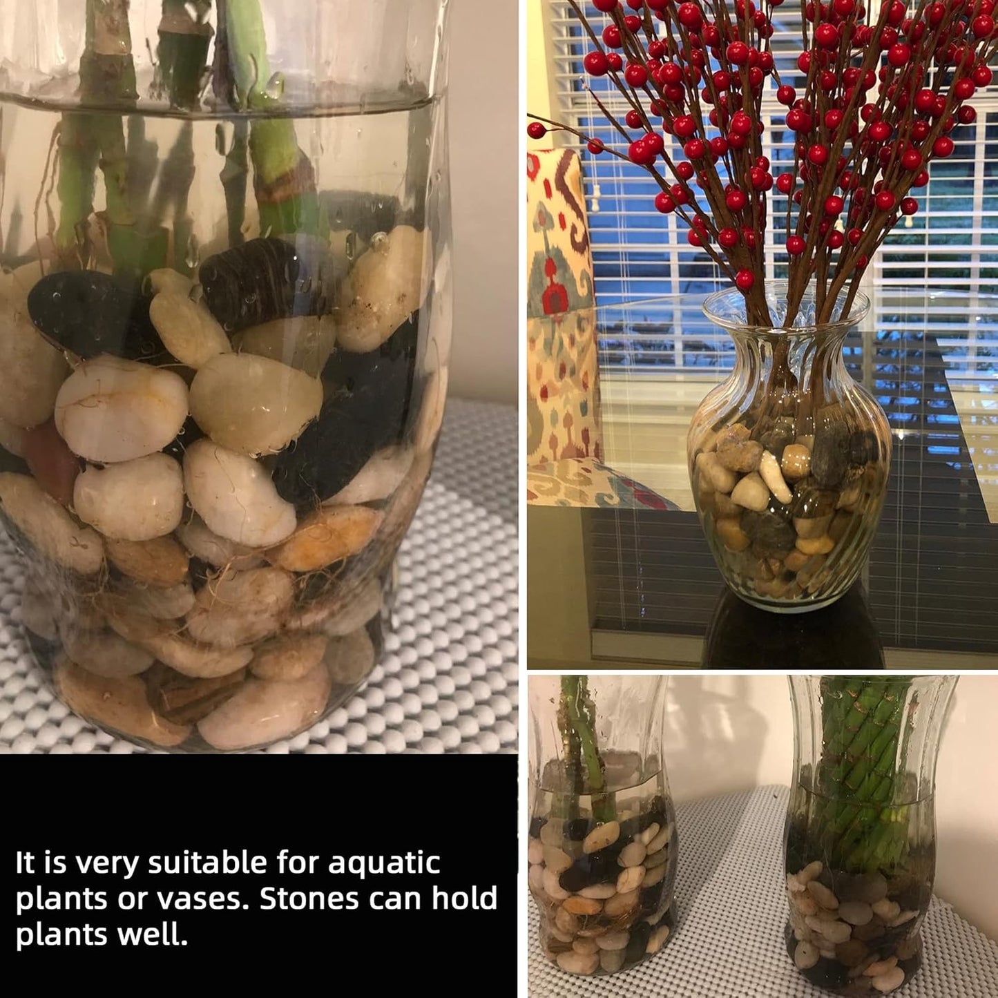 45lb Polished Pebbles for Plants Potting,Succulents Aquarium Fish Tank Vases-Decorative River Rocks Garden Gravel Stones