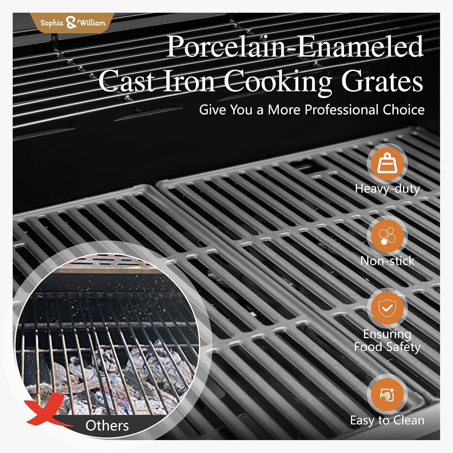 Sophia & William 4-Burner Gas BBQ Grill with Side Burner and Porcelain-Enameled Cast Iron Grates, 42,000BTU Propane Grills Outdoor Cooking Barbecue Cabinet Style, Blue