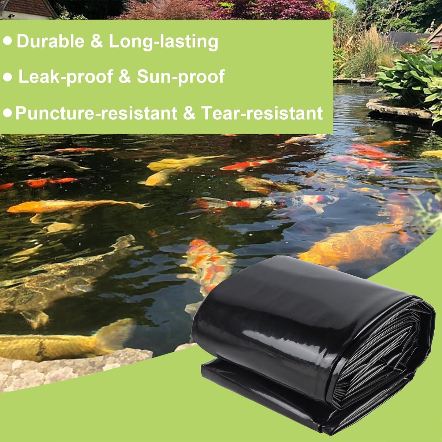 20 x 20 FT Pond Liner, 20 Mil Fish Pond Liner Pond HDPE Liner, Pond Liners for Outdoor Ponds, Koi Ponds, Garden Fountain, Waterfall