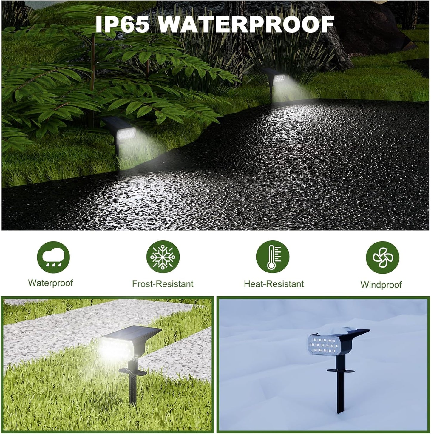 Solar Spot Lights Outdoor Waterproof IP65, 3 Lighting Modes Solar Outdoor Lights for Garden Yard Outside Landscape, 6 Pack