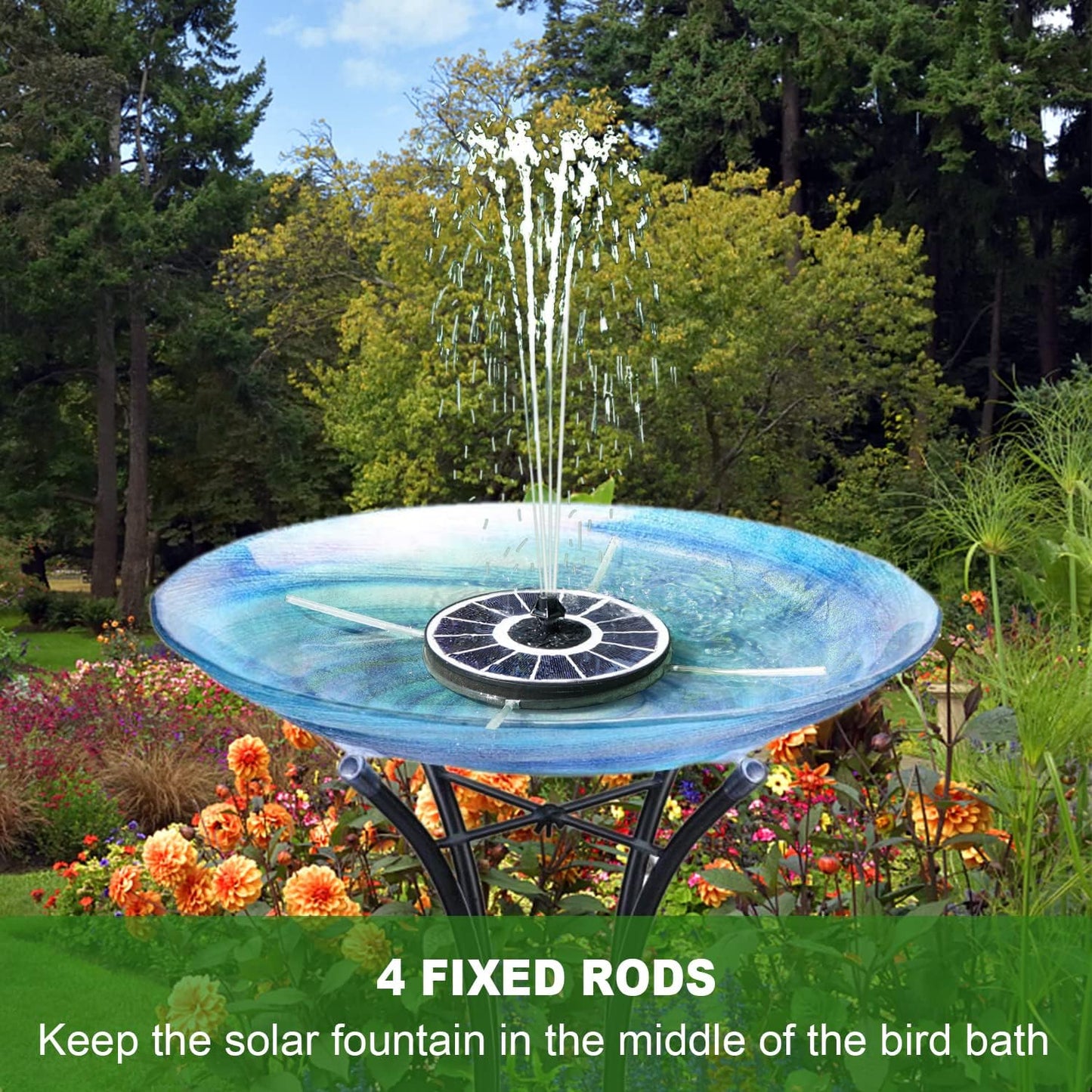 Solar Fountain Pump with 2000 mAh Battery Backup Works in Shade, 3.5 W Glass Floating Solar Powered Water Fountain with 7 Nozzles for BirdBath, Garden, Outdoor, Patio, Pond-White
