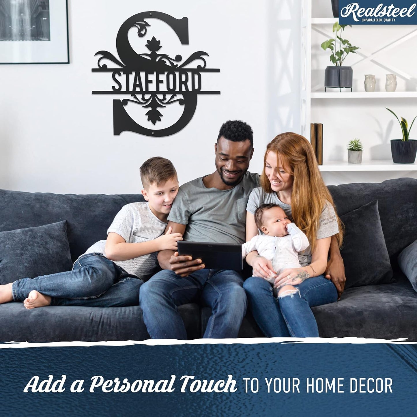 RealSteel, Metal Name Sign, Custom Metal Signs, Metal Wall Art, Split Letter Monogram, Metal Wall Decor, Last Name Sign, Family Name Sign, Personalized Wedding Gift, Garden Decor