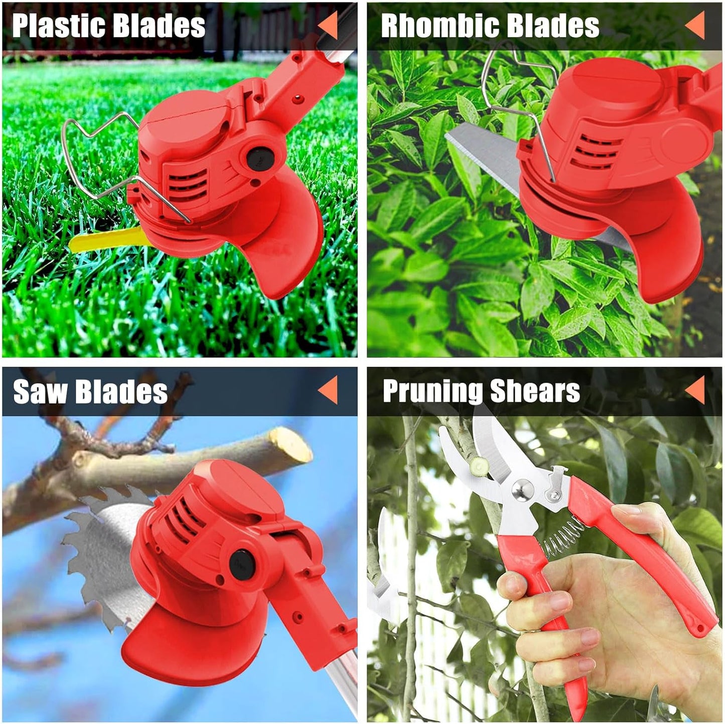 Cordless Weed Wacker Eater Battery Powered, 21V Electric Weed Trimmer with 2 Battery Operated & Charger & Wheels & Shears, 3 in 1 Lightweight No-String Grass Trimmer/Brush Cutter/Lawn Edger for Garden