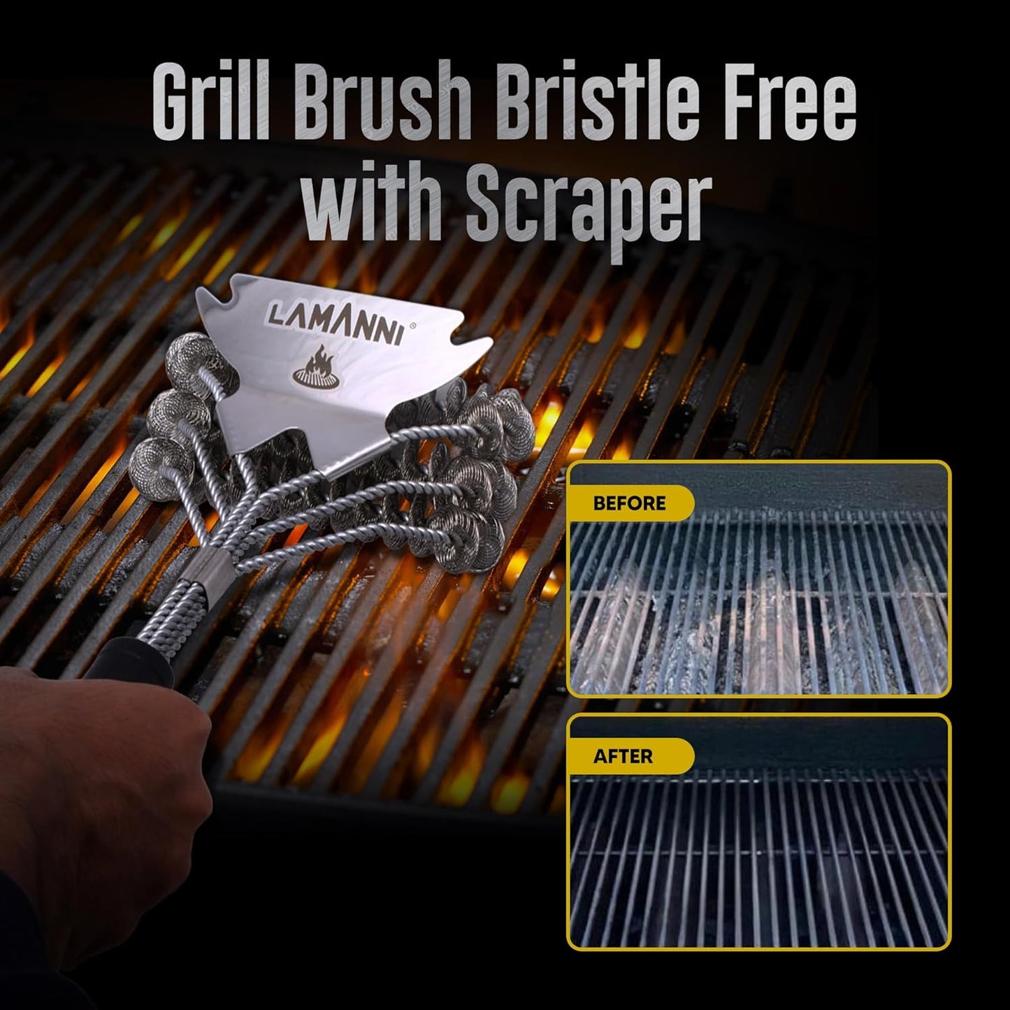 Grill Cleaner and Scraper 18” This BBQ Grill Cleaner Helps You to Scrub Your BBQ Grill Extra Strong BBQ Cleaner Accessories