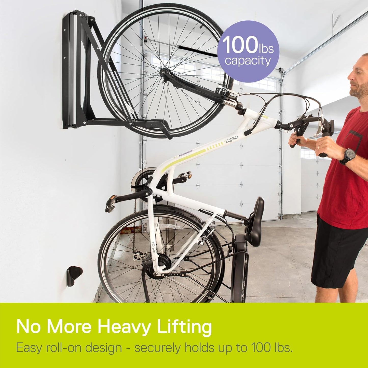 Pivot Bike Storage Rack by Delta Cycle - Bike Rack Garage Wall Mount Swivels to Save Space - No Lifting Required Vertical Bike Rack - Indoor Bike Storage Wall Hanger Holds Up to 100 lbs