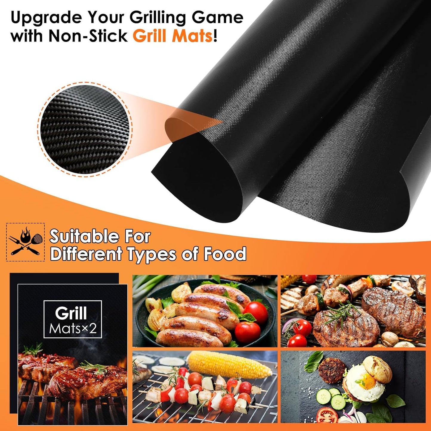 Yoehka BBQ Grilling Accessories Set, 34Pcs Heavy Duty Grill Tools for Outdoor Camping, Grilling Gifts for Men Dad, Stainless Steel Barbecue Utensils Kit with Mats and Glove in Carrying Bag, Brown