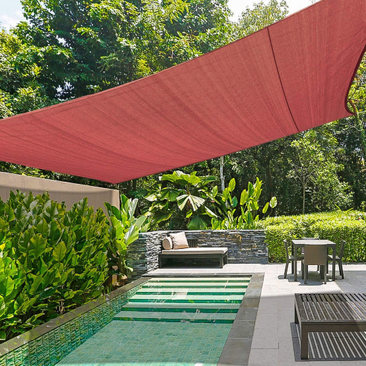 KANAGAWA Sun Shade Sail Curved 24'X24' Rust Red Rectangle Outdoor Shade Cover UV Blovk Canopy for Patio Garden Backyard Heavy Duty Permeable 185GSM (We Make Custom Size)