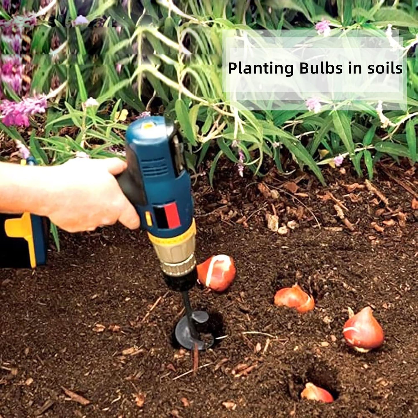 4 Pack Garden Ground Earth Spiral Drill Bit for 3/8" Hex Drive Drill, Auger Drill Bits for Bulbs Planting, Hole Digger Flowers,Bedding Digging Plant Rapid Planter Tool