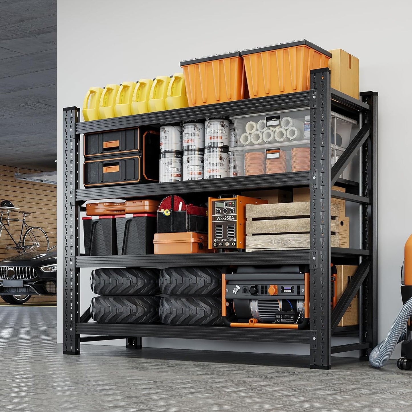 Yizosh 48" W Metal Garage Storage Shelves,Heavy Duty Adjustable Steel Organization Shelving,Utility Rack Shelf,48" W x 24" D x 69" H for Basement,Warehouse,Industrial