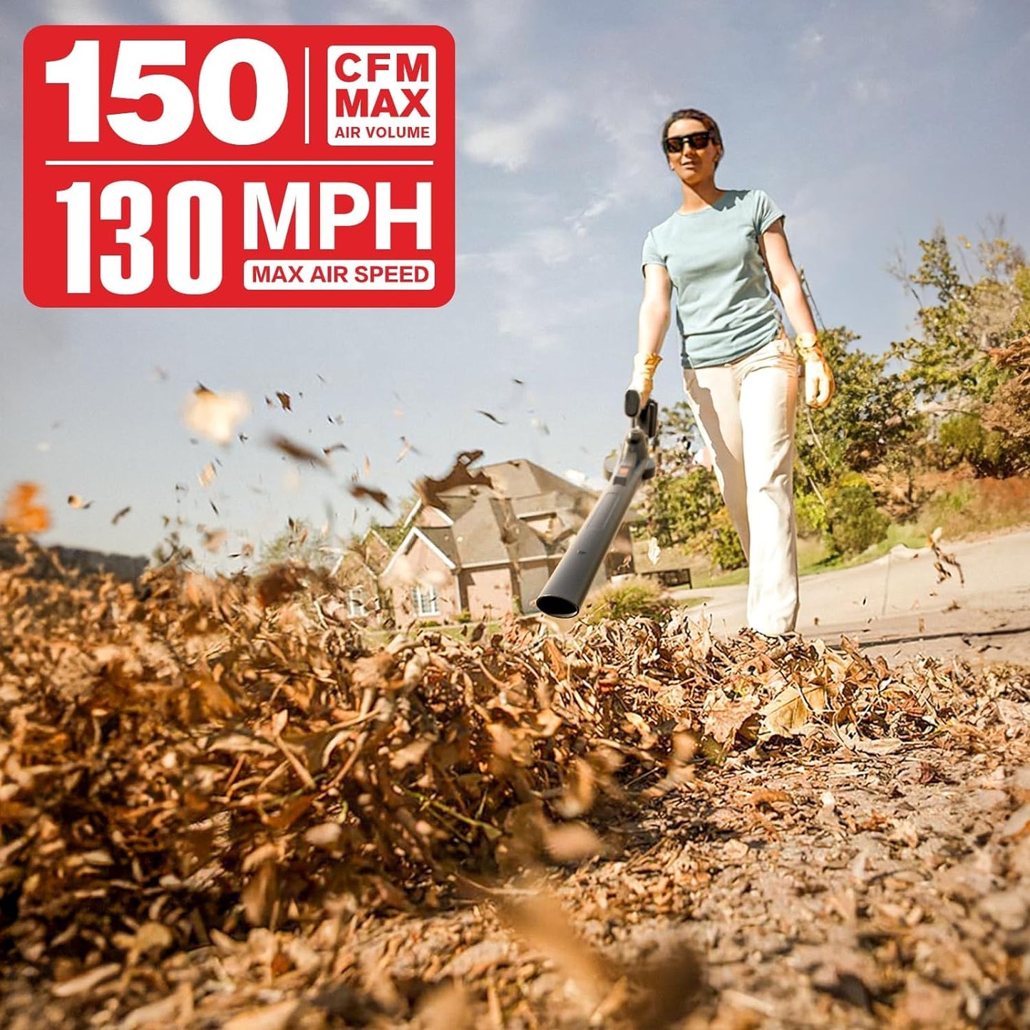 MZK Cordless Leaf Blower,20V Battery Powered Electric Blower for Lawn Care, Electric Lightweight Leaf Blower for Blowing Leaves, Patio Cleaning, Lawn Care and Dust(2 * 2Ah Battery & Charger Included)