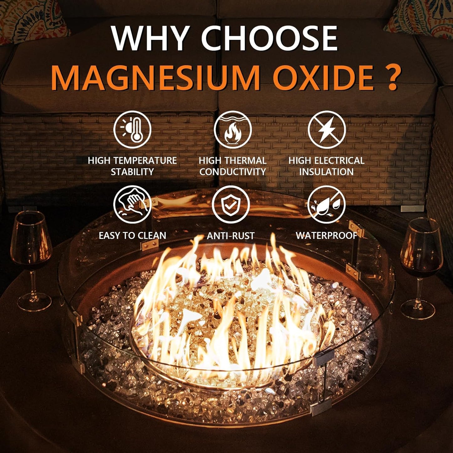 COSIEST Outdoor Propane Fire Pit Coffee Table w Bronze 42 inch Round Base Patio Heater, CSA Certified, 50,000 BTU Stainless Steel Burner, Wind Guard, Transparent Gray Fire Glass, Waterproof Cover