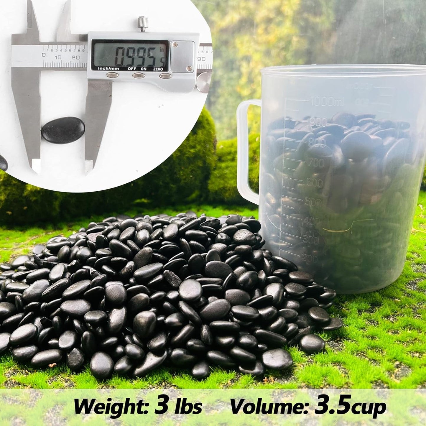 Black Pebbles for Plants 3lb Bulk Bag 0.5"- 1" Aquarium Gravel Decorative Polished Stone Natural River Rocks for Fish Tank…