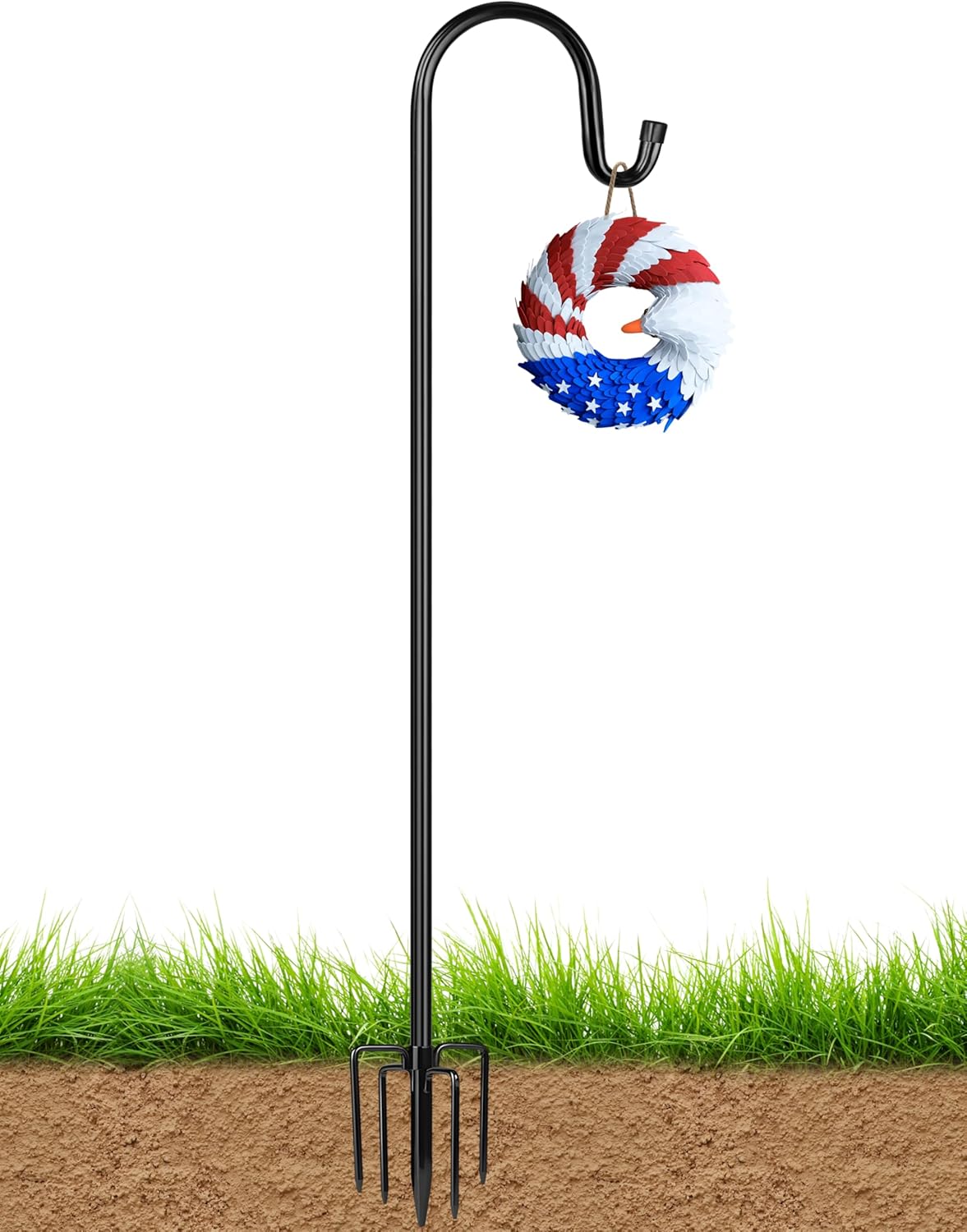 XDW-GIFTS Bird Feeder Pole for Outdoor, 92 Inch Shepherds Hooks Heavy Duty Garden Pole for Hanging Plant Basket, Solar Light Lanterns, Garden Plant Hanger Stands with 5 Base Prongs