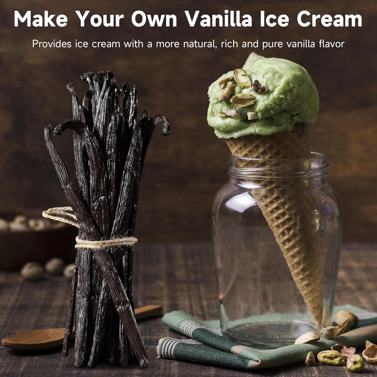 SPICEEL Madagascar Vanilla Beans Grade A Vanilla Pods for Making Vanilla Extract, Whole 5" - 7" Vanilla Beans for Baking, 10 Counts