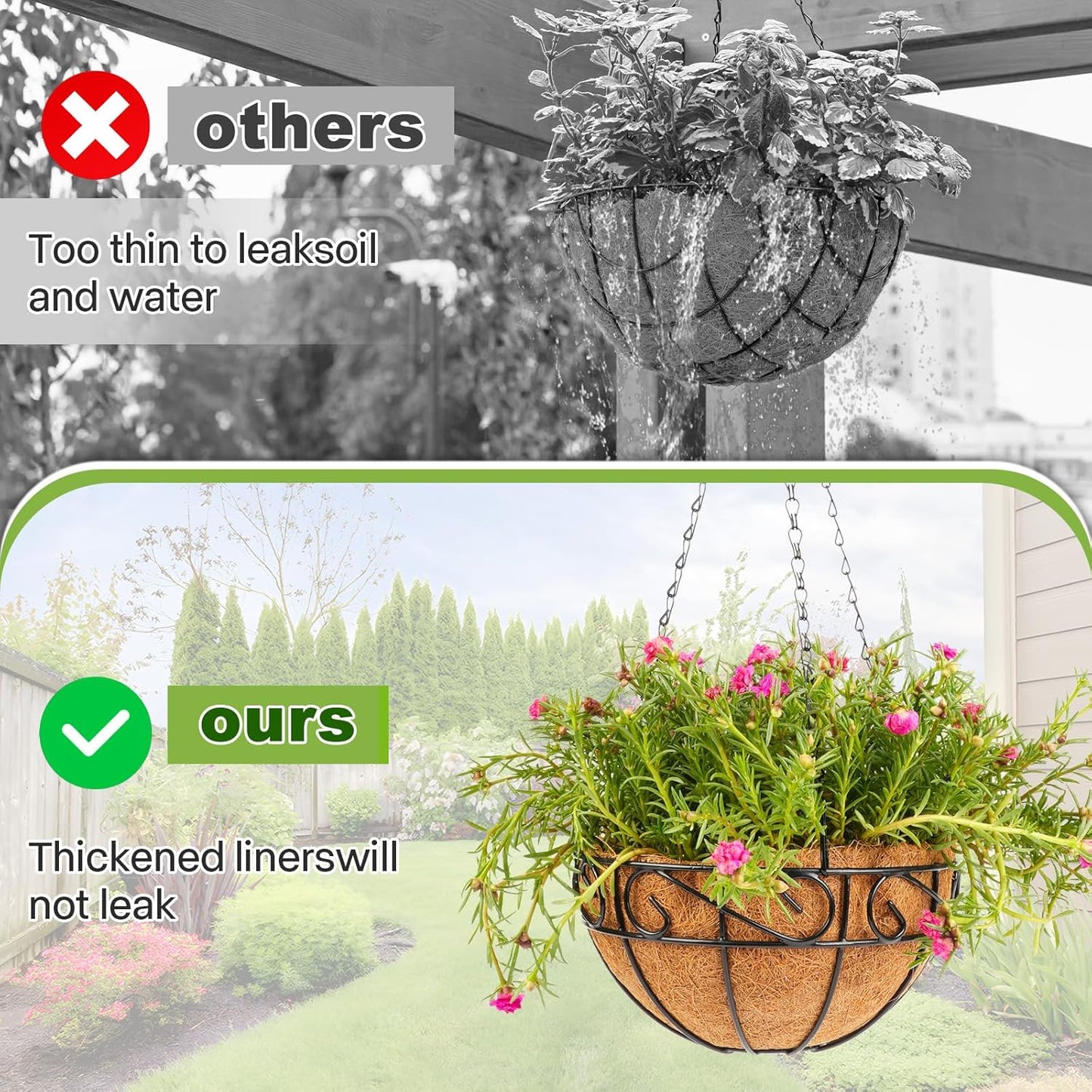 Coconut Liners for Planters 24x80 Inch, Natural Coco Liners for Planter Flower Basket, Thick Coco Fiber Mat for Garden Decoration, Hanging Basket, Animal pet pad