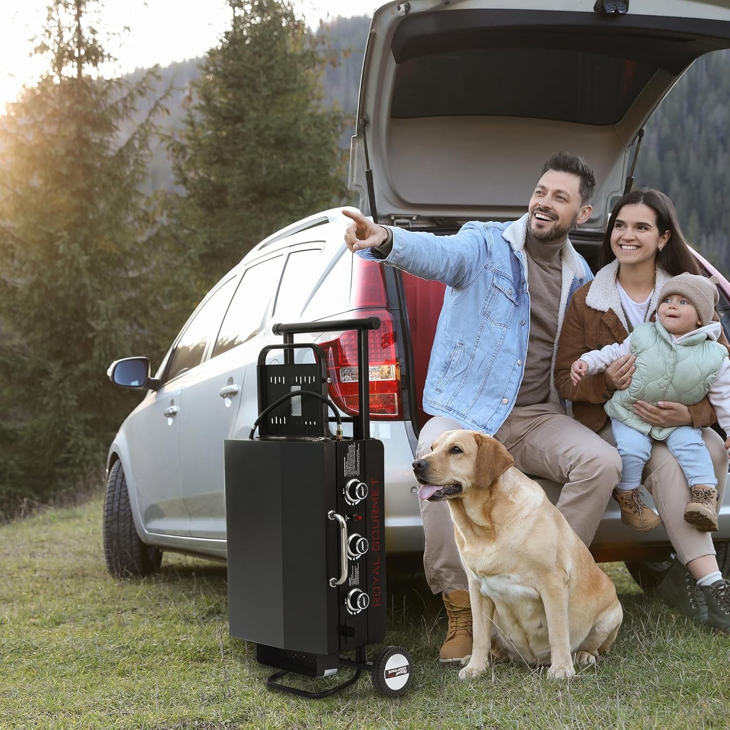 Royal Gourmet PD3001 3-Burner Propane Gas Griddle with Collapsible Stand, 23-Inch Portable Griddle with Side Table & 314 Sq. In. Cooking Area for Camping, Tailgating, Backyard & Patio, Black