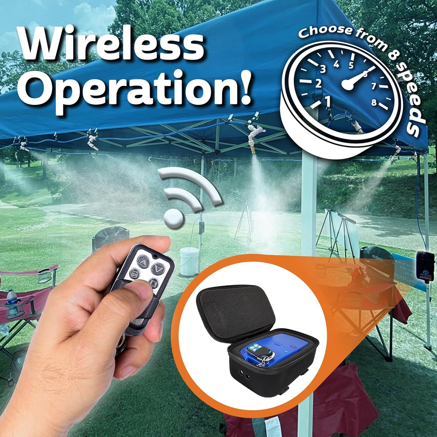 Professional Grade Portable Misting System Pro Kit - 6 Mist Nozzles & Pro Pump | Easy to Setup | 24 ft. Mist Line for Outdoor Canopy, Balconies, Greenhouses, Picnic's - Cools The air up to 30°F