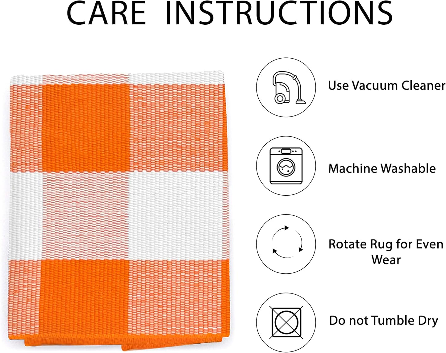 IOHOUZE Fall Buffalo Plaid Check Rug Outdoor Doormat 4x6 Ft Washable Woven Outdoor Indoor Welcome Mats for Front Door/Farmhouse/Entryway/Home Entrance Orange and White Outdoor Rug