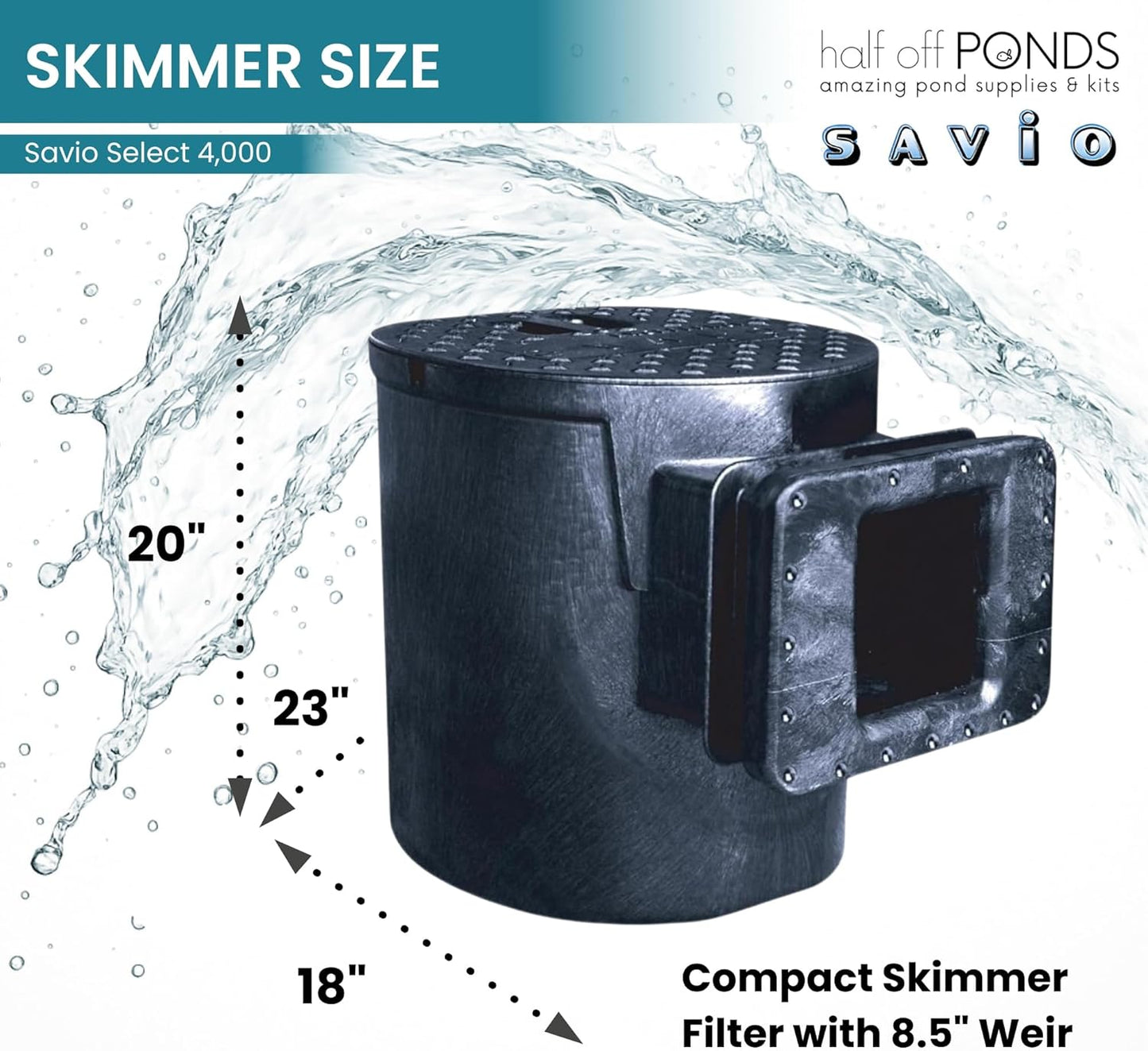 HALF OFF PONDS Savio Select 4,000 GPH Submersible Pump Pond Kit with 20' x 20' PVC Plastic Pond Liner, UV Clarifier for Water Garden & Koi Pond