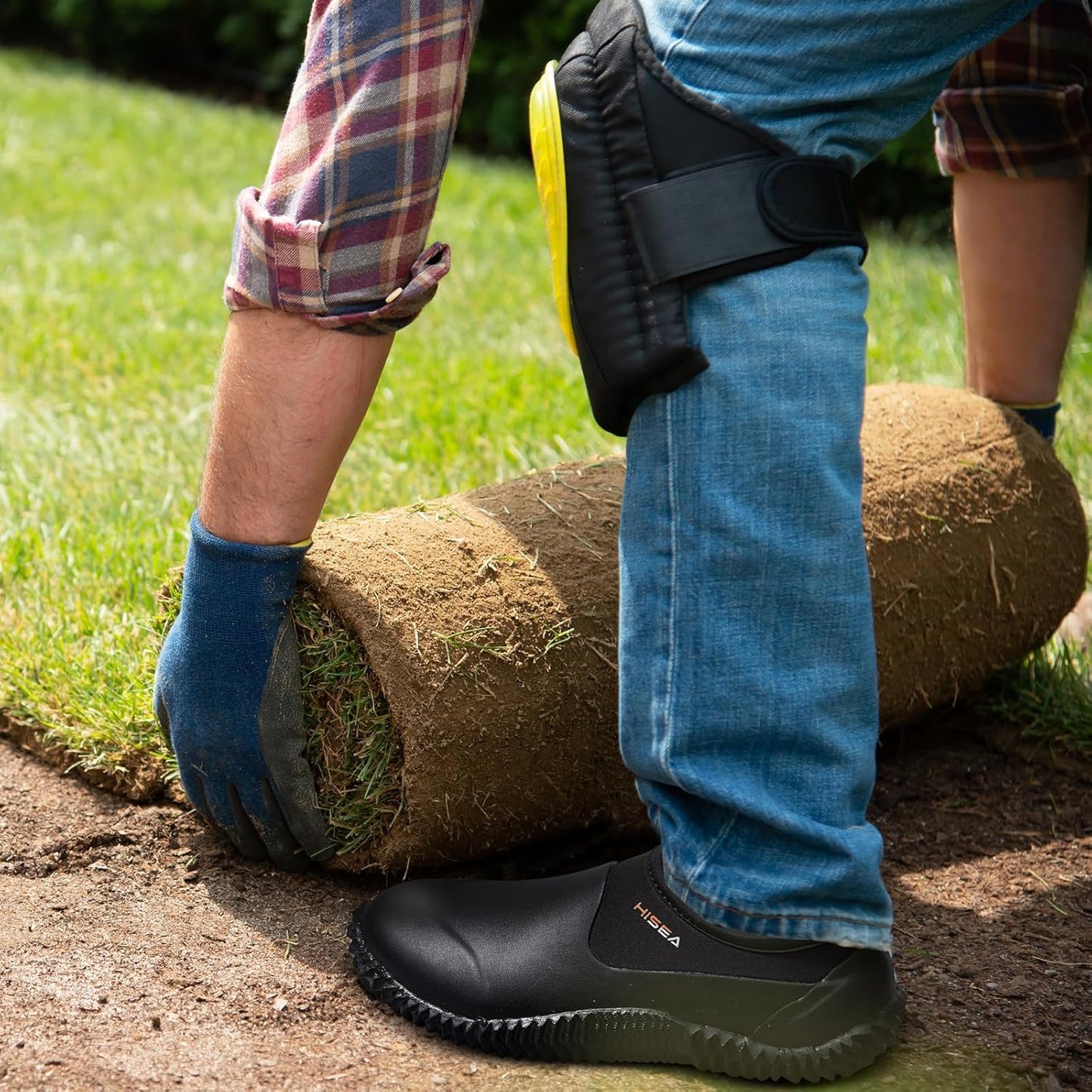 HISEA Unisex Waterproof Garden Shoes, Men's Rubber Rain Boots Women's Ankle Rain Shoes Neoprene Camp Booties Outdoor Slip-On Footwear for Gardening, Farming, Camping, Car Wash, Lawn Care and Yard Work