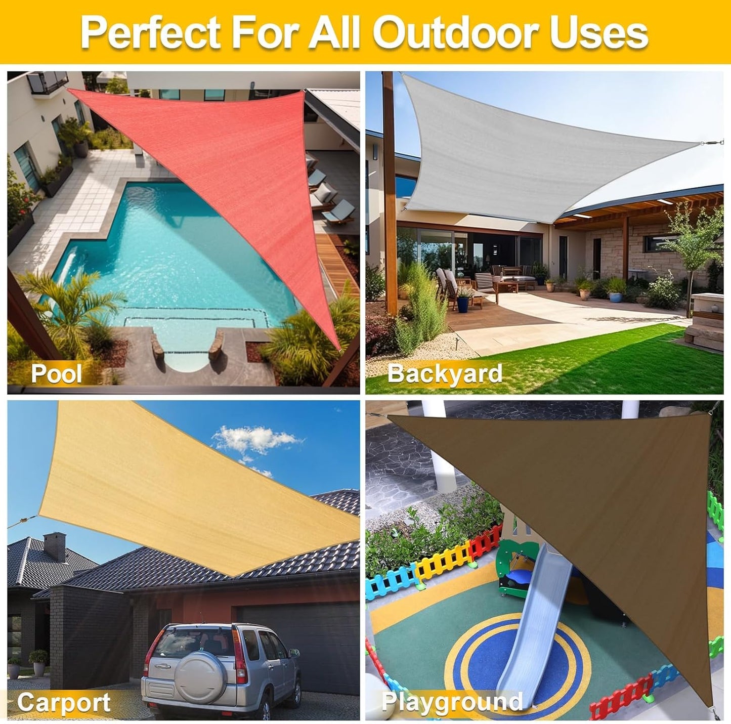 KANAGAWA Sun Shade Sail Curved 20'X26' Sand Rectangle Outdoor Shade Cover UV Blovk Canopy for Patio Garden Backyard Heavy Duty Permeable 185GSM (We Make Custom Size)