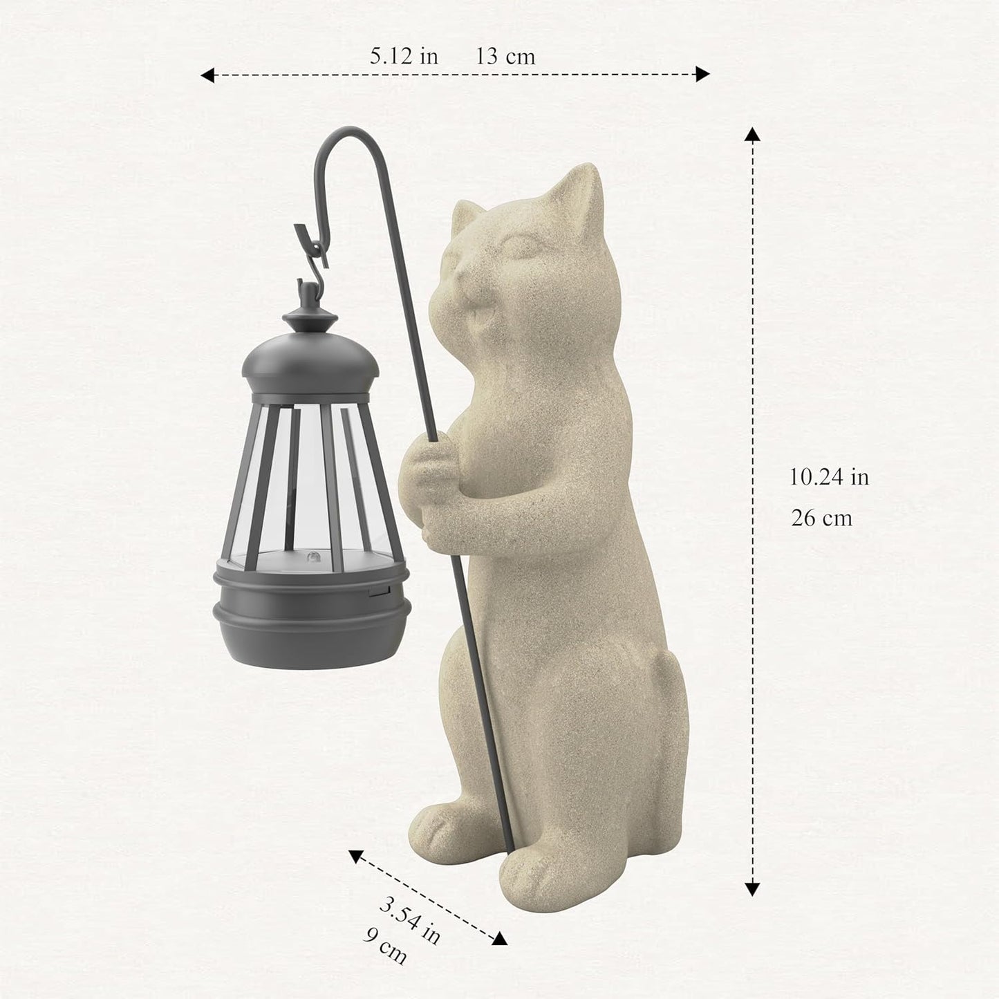 Solar Cat Garden Statue 10 Inch Porch Patio Decor for Outside Yard Decoration Outdoor Unique Housewarming Gardening Birthday Gifts for Cat Lovers Women Grandma