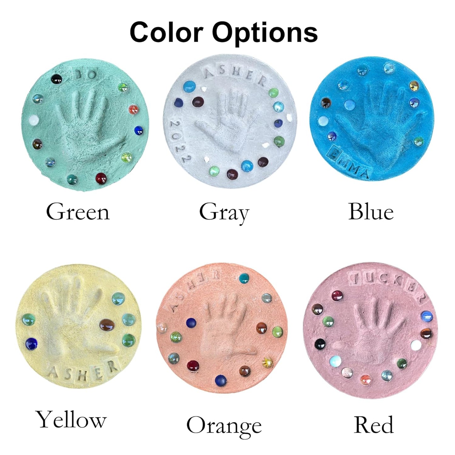 DIY Stepping Stone Kit with Color Pigment, Handprint Stepping Stone, Mother's Day Gift, Footprint Stepping Stone (10 Inch + Stamp Set, Green)