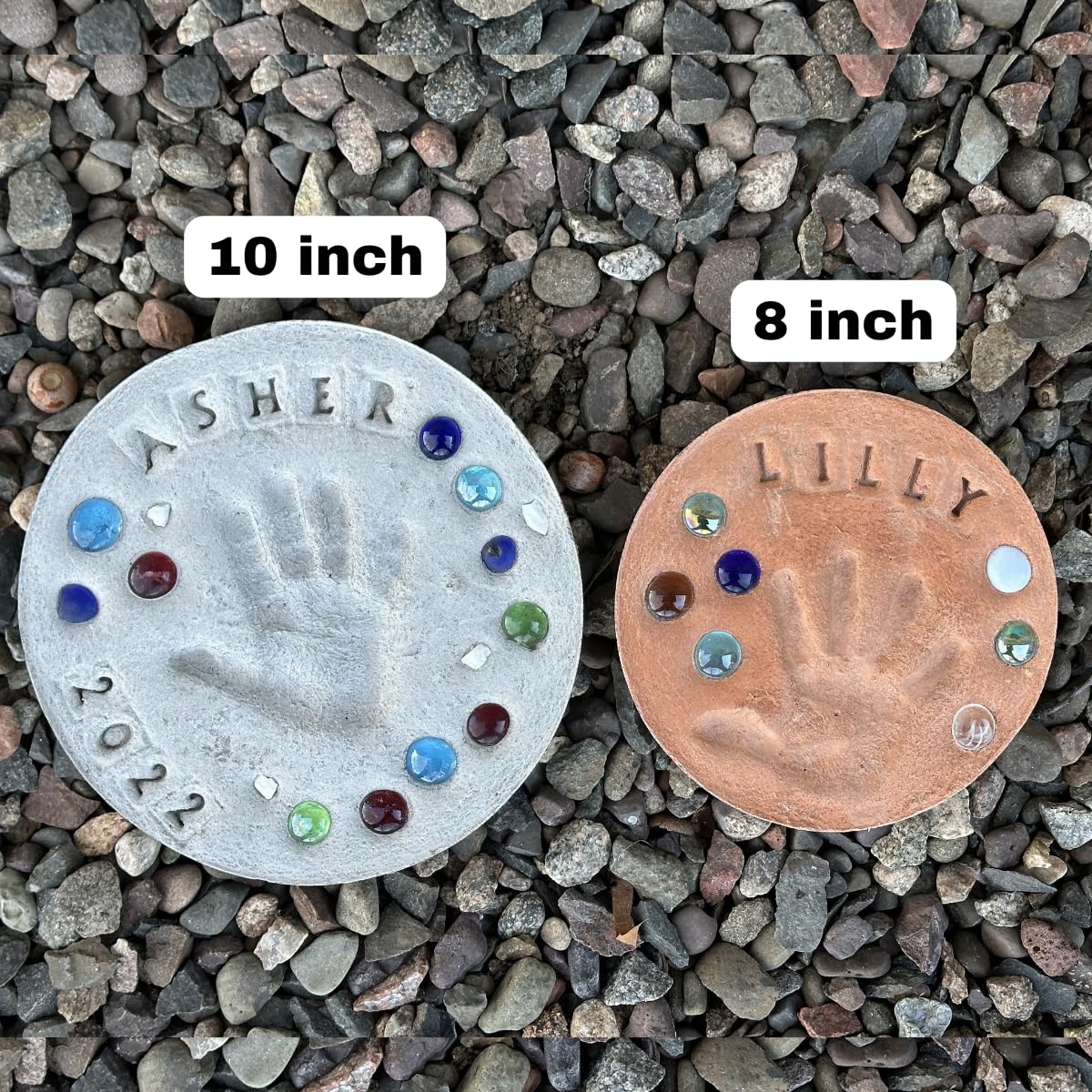 DIY Stepping Stone Kit with Color Pigment, Handprint Stepping Stone, Mother's Day Gift, Footprint Stepping Stone (10 Inch, Gray)