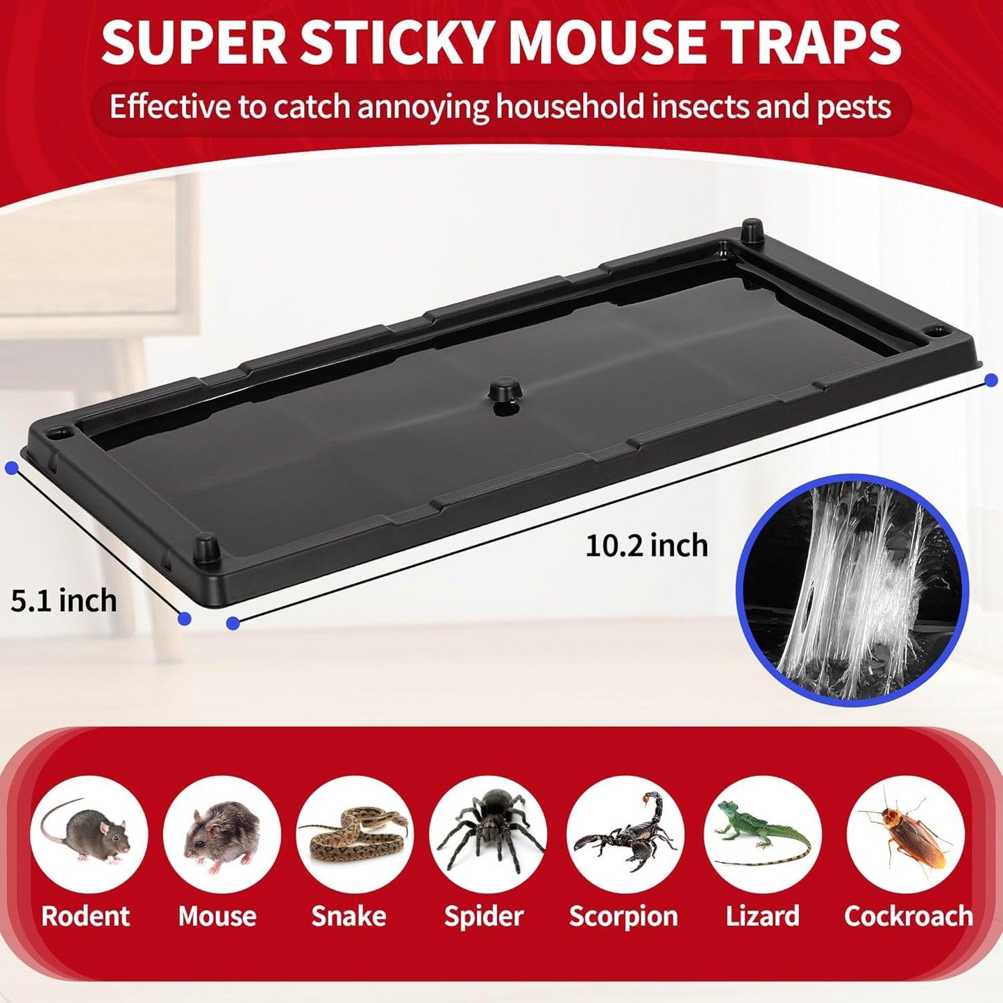 LULUCATCH Sticky Mouse Trap, 20 Pack Large Glue Traps, Pre-Baited Heavy Duty Non-Toxic Bulk Glue Boards Mouse Traps Indoor for Mice, Snakes, Rat, Insects, Cockroaches & Spiders, Pet Safe Easy to Use