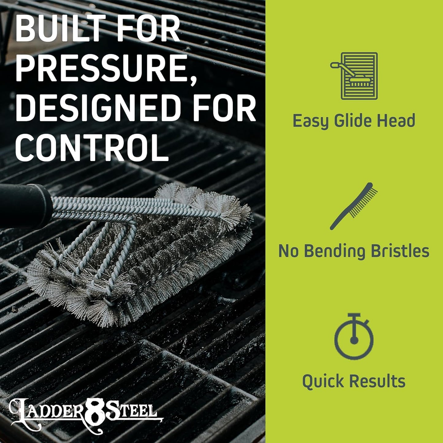 Heavy Duty Grill Brush for Outdoor Grill – Safe Grill Brush Designed by Firefighter | Barbecue Grill Brush & BBQ Brushes for Grill Cleaner | Durable & Safe for All Grates